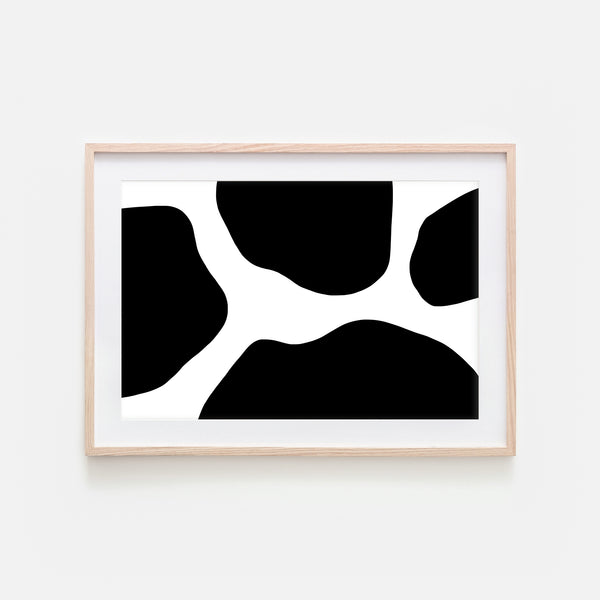 Abstract No. 4 Wall Art - Cow Pattern Minimalist Black and White Print, Poster or Printable Download - Horizontal