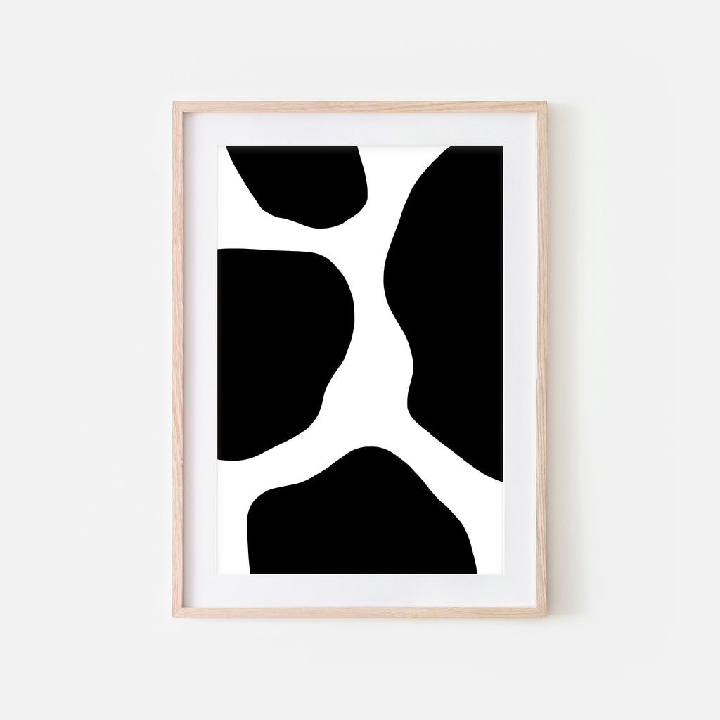 Abstract No. 4 Wall Art - Cow Pattern Minimalist Black and White Print, Poster or Printable Download - Vertical