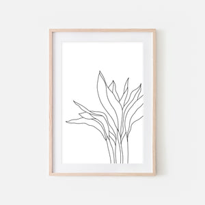 Botanical No. 4 Wall Art - Minimalist Plant Line Drawing - Black and White Print, Poster or Printable Download