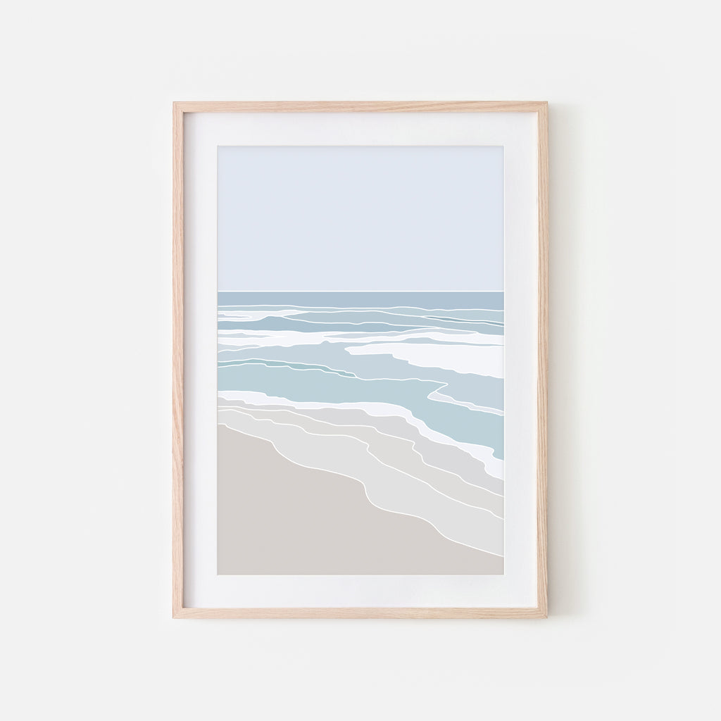 Beach No. 5 Wall Art - Minimalist Abstract Coastal Landscape - Blue Teal Beige Print, Poster or Printable Download