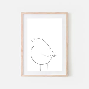 Bird No. 5 Wall Art - Minimalist Line Drawing - Black and White Print, Poster or Printable Download