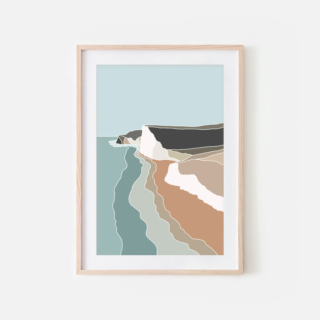 Beach Landscape - Coastal Cliffs - Teal Blue & Earth Tones - Printable Wall Art – Happy Cat Prints beach-landscape-coastal-cliffs-teal-blue-earth-tones-printable-wall-art-happy-cat-prints