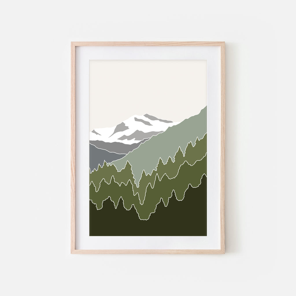 Mountains No. 6 Wall Art - Minimalist Abstract Landscape - Olive Green Gray Beige Print, Poster or Printable Download