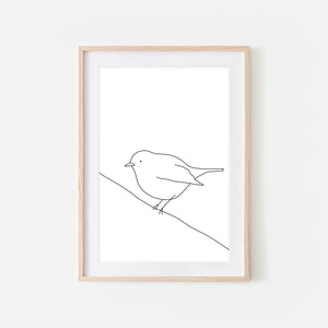 Bird on a Wire Wall Art No. 8 - Black and White Line Drawing - Print, Poster or Printable Download