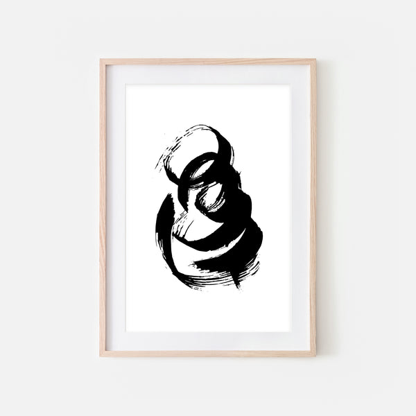 Abstract No. 9 Wall Art - Black and White Ink Brush Strokes Painting - Print, Poster or Printable Download - Vertical