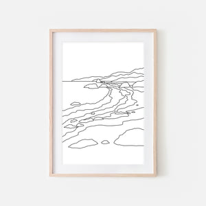 Beach No. 9 Wall Art - Minimalist Abstract Coastal Landscape Line Drawing - Black and White Print, Poster or Printable Download