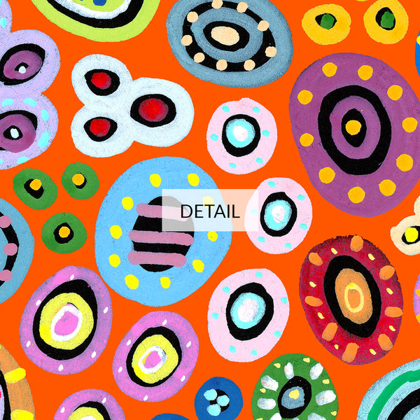 Belly Button Mambo - Orange Version - Abstract Painting - Samsung Frame TV Art - Digital Download - Colorful Circles Graffiti Pattern