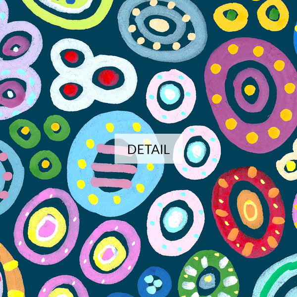 Belly Button Mambo - Teal Version - Abstract Painting - Samsung Frame TV Art - Digital Download - Colorful Circles Graffiti Pattern