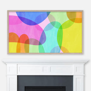 Rainbow Teardrops - Samsung Frame TV Art - Digital Download - Colorful Round Shapes - Modern Watercolor Painting