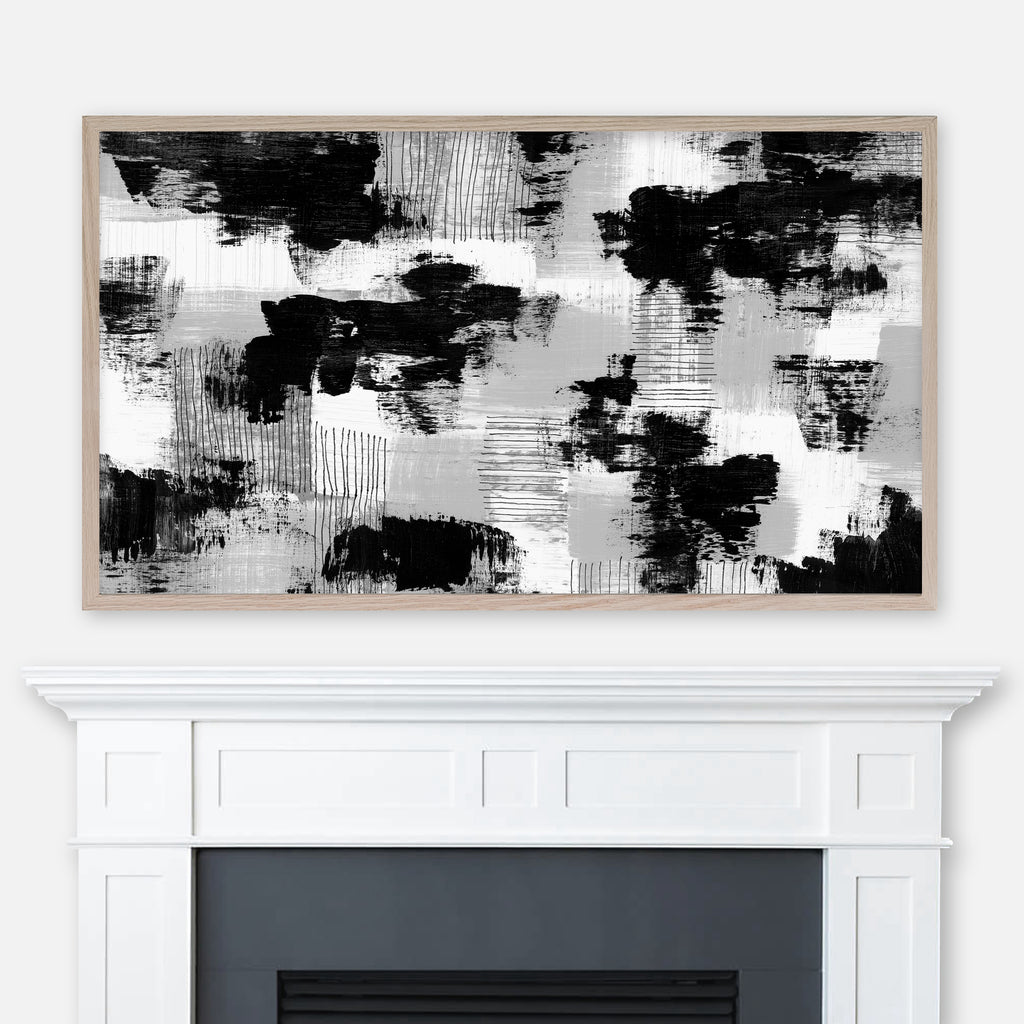 Grungy Energy - Samsung Frame TV Art 4K - Digital Download - Black White Gray Neutral Abstract Painting