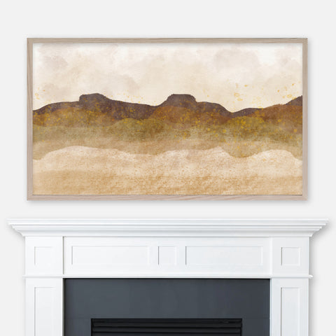 Golden Mist - Samsung Frame TV Art 4K - Abstract Desert Mountains Landscape - Neutral Earth Tones - Digital Download