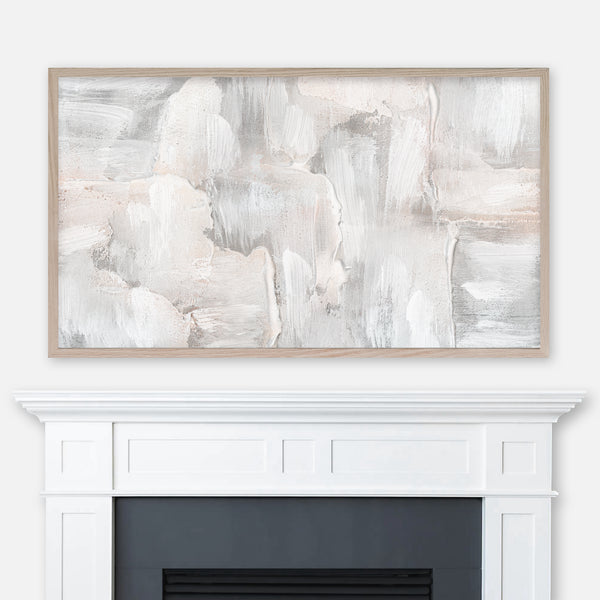 Fluffy Clouds of Deliciousness - Samsung Frame TV Art 4K - Neutral Minimalist Abstract Palette Knife Texture Painting - Beige Gray White - Digital Download