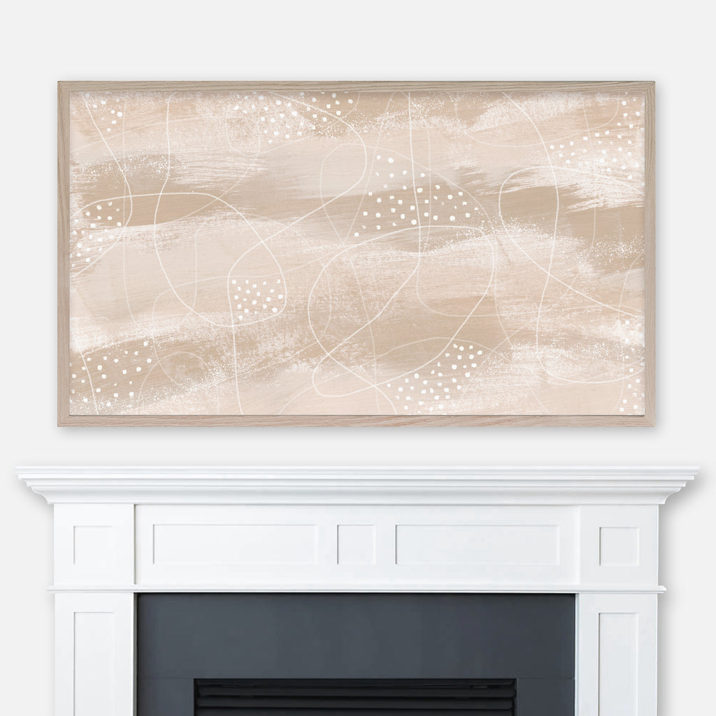 Beige Tempest - Abstract Painting - Samsung Frame TV Art - Digital Download - Warm Beige & White - Neutral Modern Minimalist Decor