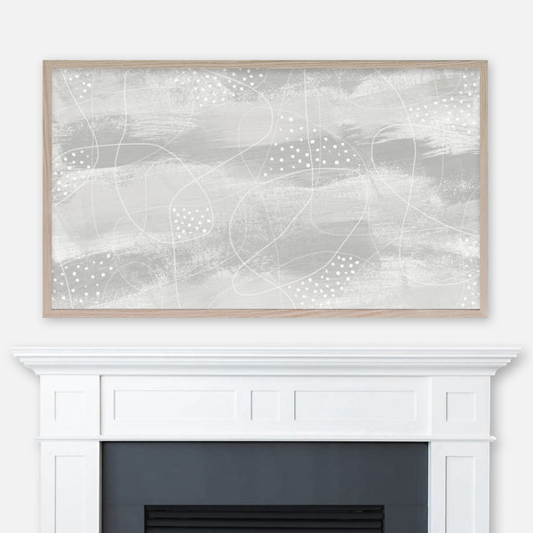 Gray Tempest - Abstract Painting - Samsung Frame TV Art - Digital Download - Gray & White - Neutral Minimalist Modern Decor