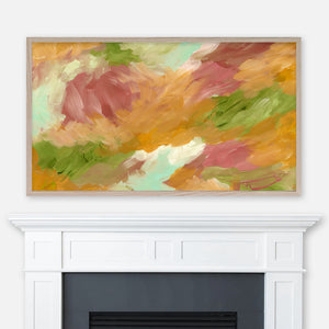 Autumnal Abstract Painting - Samsung Frame TV Art 4K - Digital Download - Ochre Orange Olive Green Mint Terracotta