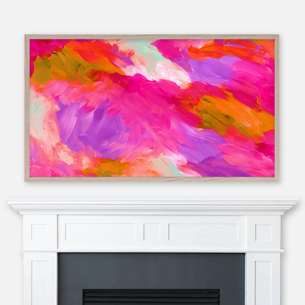 Colorful Abstract Expressionism Painting - Samsung Frame TV Art 4K - Hot Pink Purple Orange Olive - Digital Download
