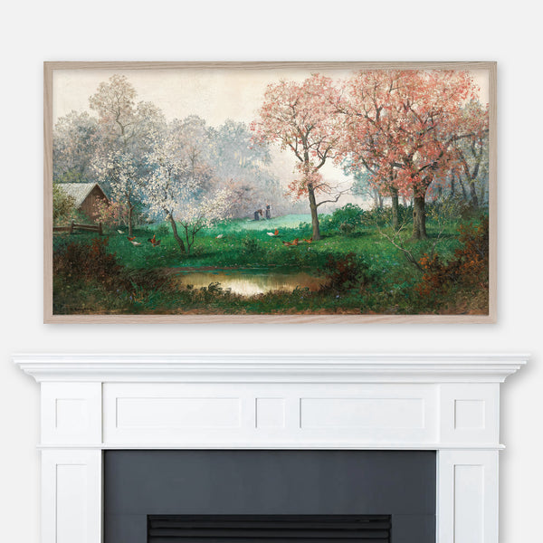Adolf Kaufmann Landscape Painting - Under Blooming Trees - Samsung Frame TV Art - Digital Download