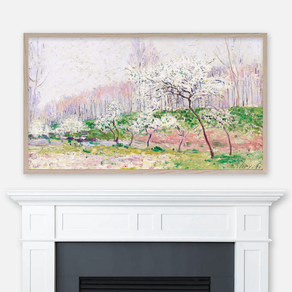 Alfred Sisley Painting - The Apple Trees in Bloom - Impressionist Spring Landscape - Samsung Frame TV Art 4K - Digital Download