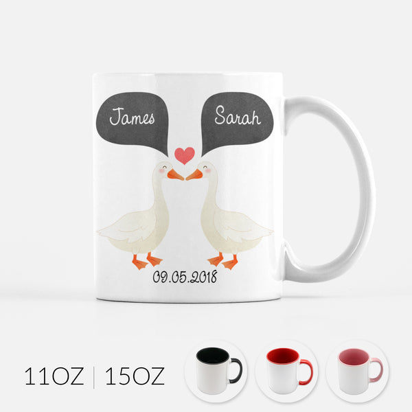 Personalized Goose Geese Couple Ceramic Coffee Mug for Animal Lover - By Happy Cat Prints