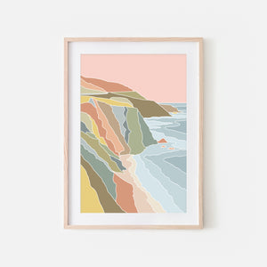 Big Sur California - Beach Decor - Coastal Illustration - Neutral Pastel Earth Tones - Printable Wall Art
