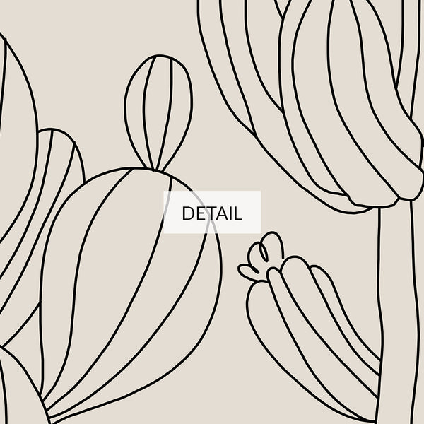 Cactus Trio Line Drawing - Samsung Frame TV Art - Digital Download - Beige & Black - Neutral Botanical Boho Decor
