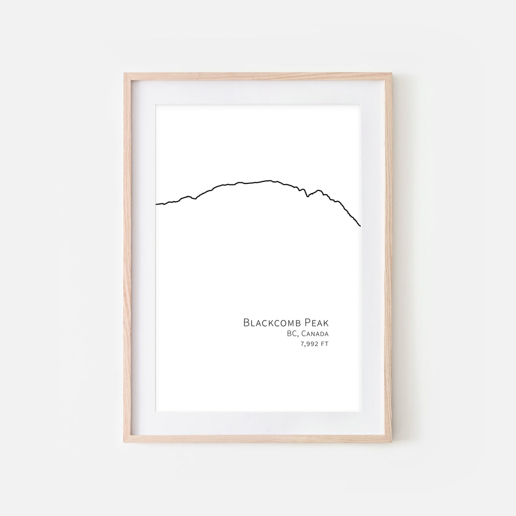 Blackcomb Peak BC Canada - Ski Mountain Wall Art - Minimalist Line Drawing - Black and White Print, Poster or Printable Download