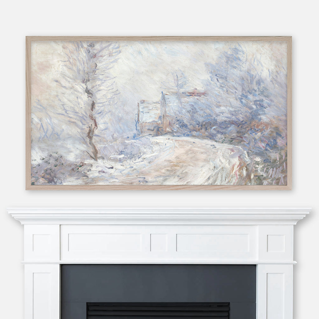 Claude Monet Winter Landscape Painting - The Entrance to Giverny under the Snow - Samsung Frame TV Art 4K - Digital Download
