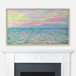 Claude Monet Painting - Coucher De Soleil À Pourville - Samsung Frame TV Art 4K - Ocean Sunset Impressionist Landscape - Digital Download