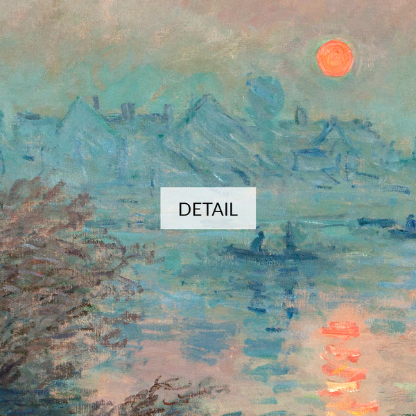 Claude Monet Painting - Sun setting on the Seine at Lavacourt - Samsung Frame TV Art - Digital Download - Teal & Coral Sunset Landscape