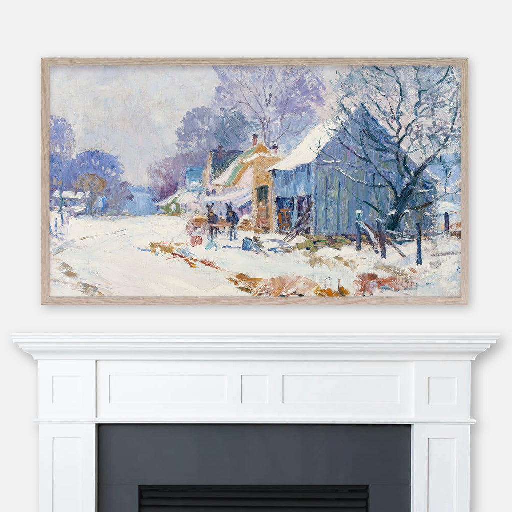 Edward K. Williams Landscape Painting - Brown County Homestead in Winter - Samsung Frame TV Art 4K - Farmhouse Country - Digital Download
