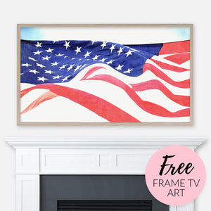Free 4th of July Samsung Frame TV Art Digital Download 4K - Flying Waving American Flag - Patriotic USA - Independence Day - Memorial Day