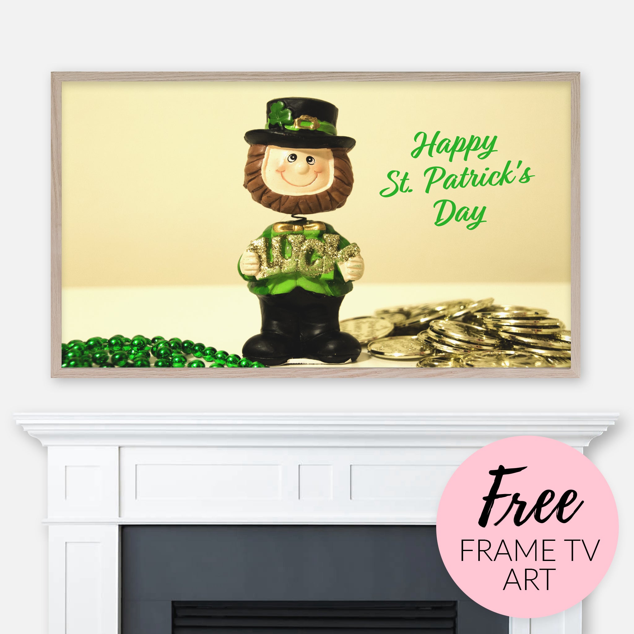 Free Saint Patrick's Day Samsung Frame TV Art Digital Download - Happy St. Patrick’s Day - Lucky Leprechaun Figurine