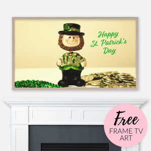 Free Saint Patrick's Day Samsung Frame TV Art Digital Download - Happy St. Patrick’s Day - Lucky Leprechaun Figurine