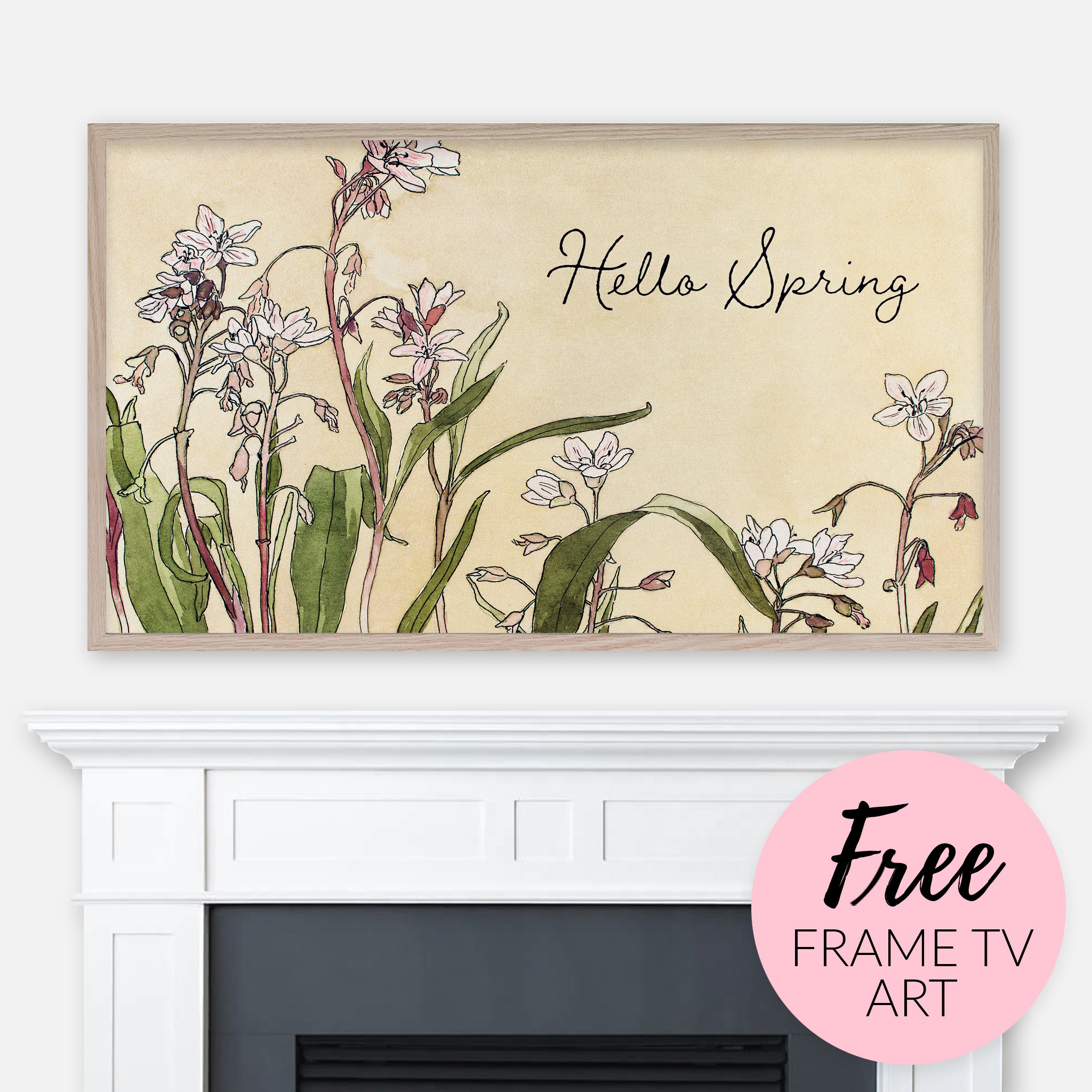 Free Hello Spring Samsung Frame TV Art Digital Download - Spring Beauty (1915) Floral Painting by Hannah Borger Overbeck