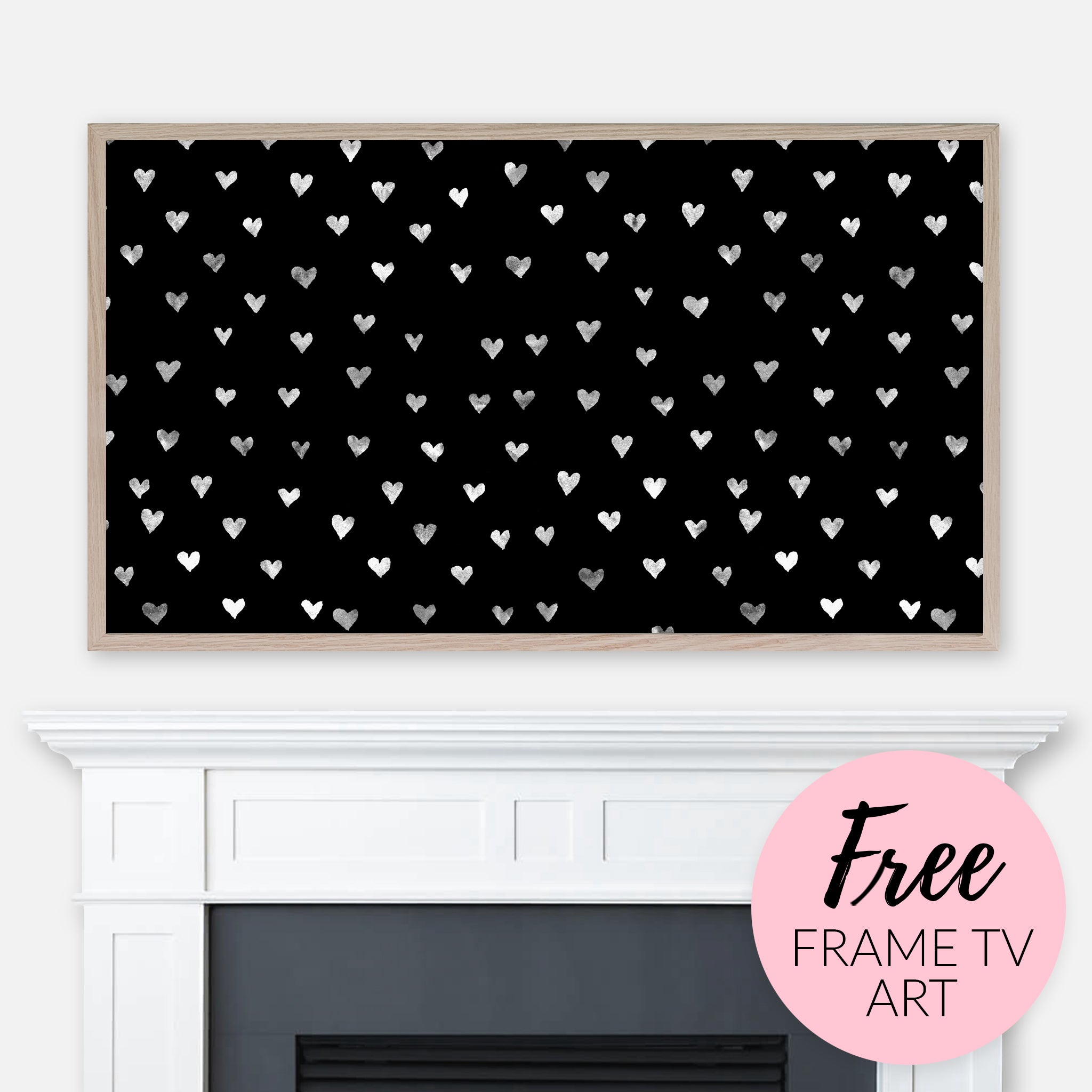 Free Valentine's Day Samsung Frame TV Art Digital Download - Heart Pattern - Black & White
