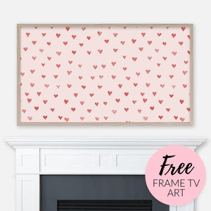 Free Valentine's Day Samsung Frame TV Art Digital Download - Heart Pattern - Red & Light Blush Pink