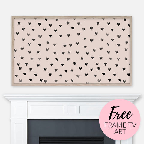 Free Valentine's Day Samsung Frame TV Art Digital Download - Heart Pattern - Black & Beige
