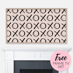 Free Valentine's Day Samsung Frame TV Art Digital Download - XOXO Pattern - Black & Beige