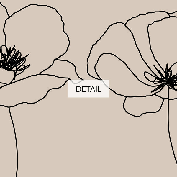 Four Poppy Flowers - Samsung Frame TV Art - Digital Download - Black & Beige - Neutral Modern Minimalist Floral Decor