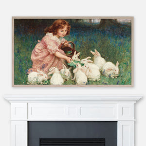 Frederick Morgan Painting - Feeding the Rabbits - Alice in Wonderland - Samsung Frame TV Art 4K - Farmhouse Countryside Easter - Digital Download