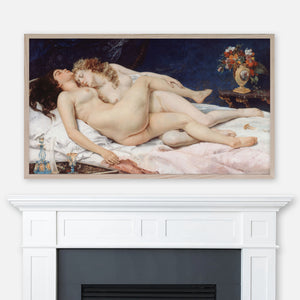 Gustave Courbet Painting - Le Sommeil - Samsung Frame TV Art 4K - Two Nude Women Sleeping - Lesbian Art - Digital Download