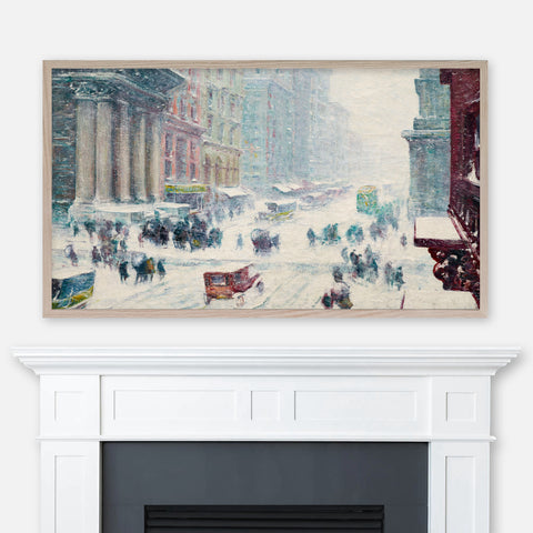 Guy Carleton Wiggins Painting - Fifth Avenue in Winter - Samsung Frame TV Art 4K - Vintage New York City Landscape - Digital Download