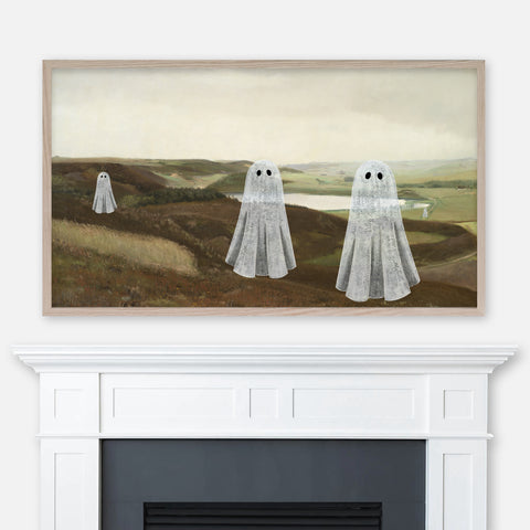 Ghostly Famous Painting - Four Ghosts in L.A. Ring’s Landscape near Bryrup - Halloween Samsung Frame TV Art 4K - Digital Download