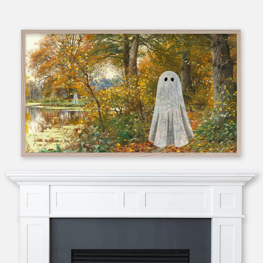 Ghostly Famous Painting - Two Ghosts in Peder Mørk Mønsted’s Charlottendun Forest - Halloween Samsung Frame TV Art 4K - Digital Download