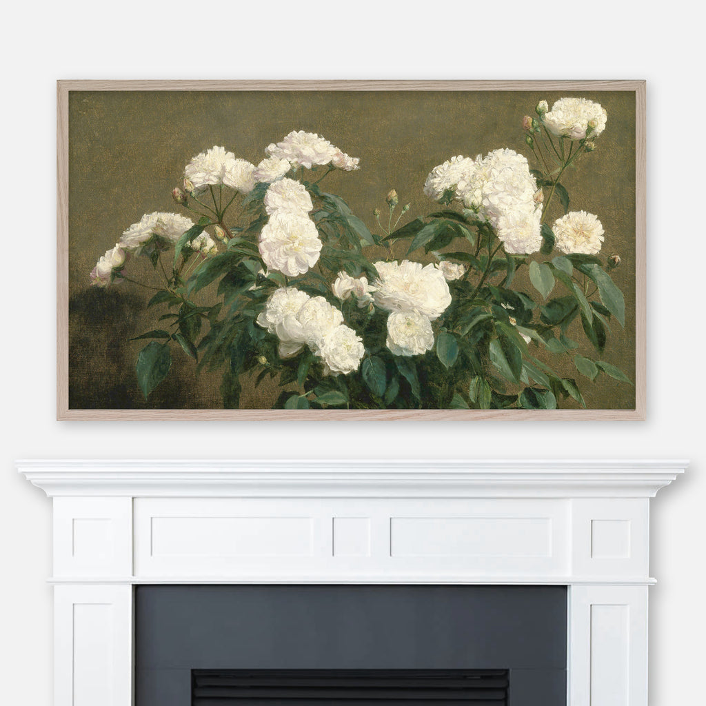 Henri Fantin-Latour Painting - Still Life of White Roses - Samsung Frame TV Art 4K - Flowers Floral Decor - Digital Download