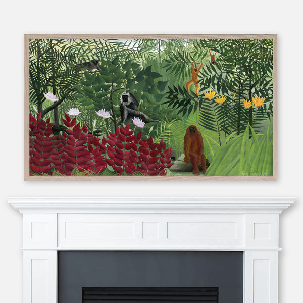 Henri Rousseau Painting - Tropical Forest with Monkeys - Samsung Frame TV Art 4K - Exotic Jungle Landscape - Digital Download