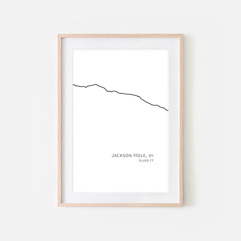 Jackson Hole Mountain Resort Wyoming WY USA Wall Art Print - Minimalist Peak Summit Elevation Contour One Line Drawing - Abstract Landscape - Black and White Home Decor Climbing Hiking Decor - Large Small Shipped Paper Print or Poster - OR - Downloadable Art Print DIY Digital Printable Instant Download - By Happy Cat Prints