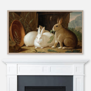 Johann Wenzel Peter Vintage Painting - Three Rabbits in a Landscape - Samsung Frame TV Art 4K - Bunny Farmhouse Easter Decor - Digital Download