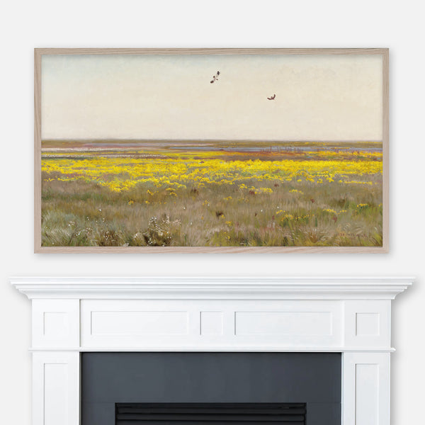 Jozef Chelmonski Landscape Painting - Cowslips - Yellow Flowery Field in Spring - Samsung Frame TV Art 4K - Digital Download