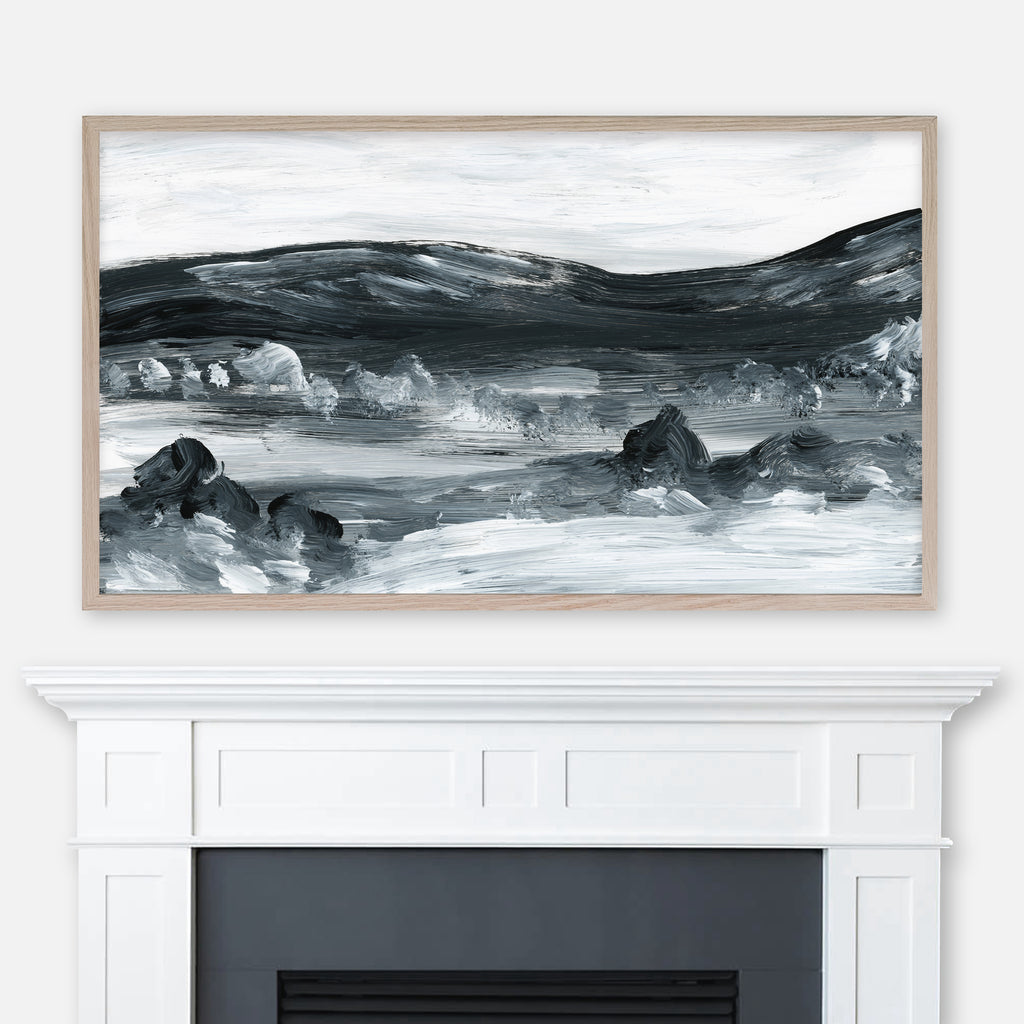 Trailside Memories - Samsung Frame TV Art 4K - Digital Download - Black & White Abstract Mountain Landscape Painting